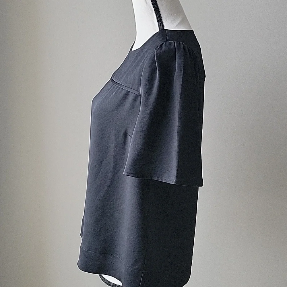 J. Crew 365 Hammered Black‎ Satin Short Sleeve Women Size 8